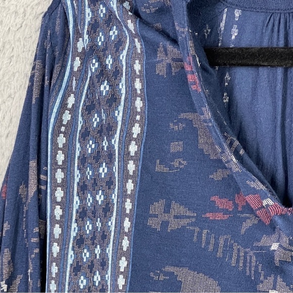 Lucky Brand Women's Blouse Boho Embroidered Bell sleeve High Low Hem Size Small - Picture 7 of 11